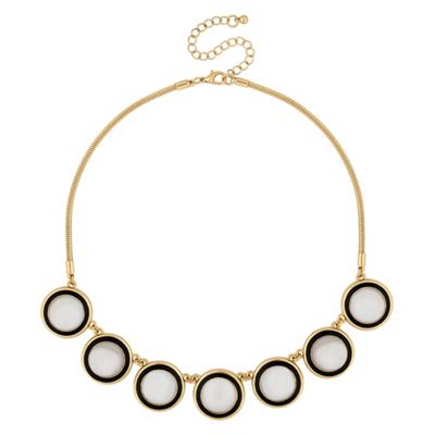 Black mother of pearl disc necklace